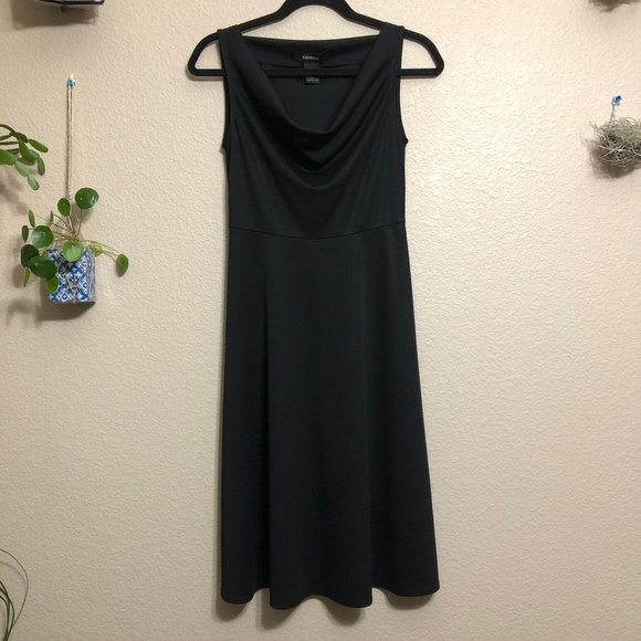 black knee length skater dress